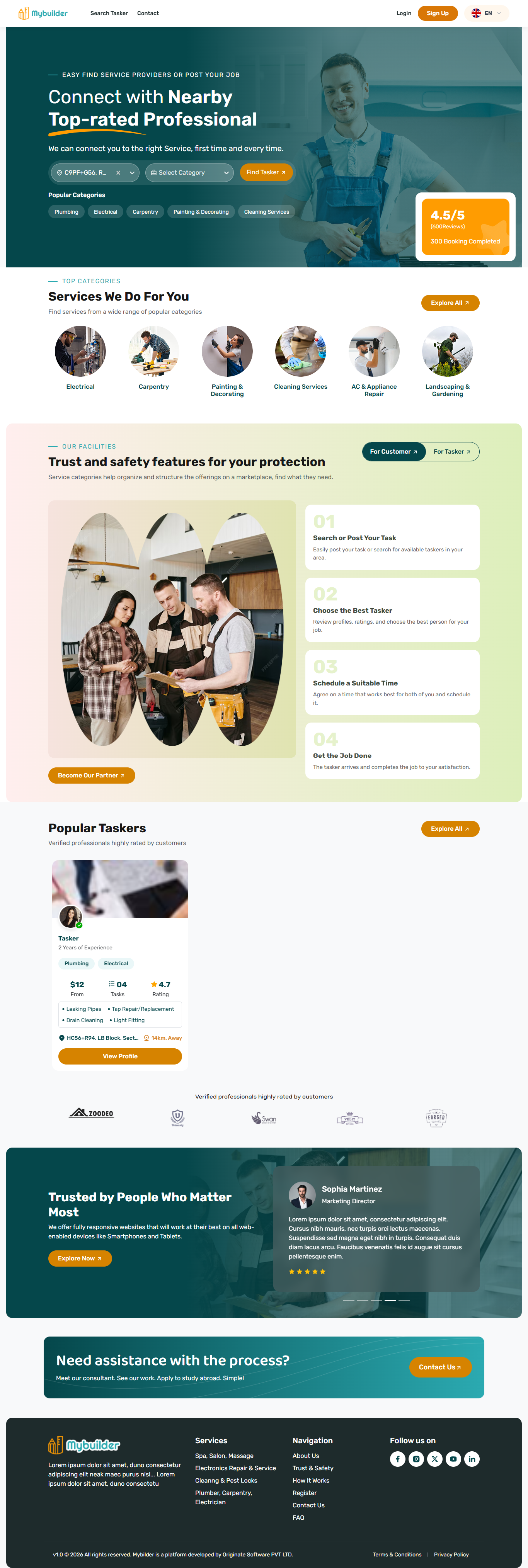 MyBuilder clone script homepage